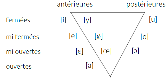 représentation en triangle du système vocalique du français