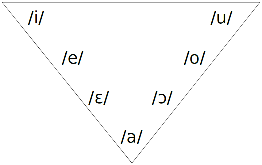 Représentation schématique du système vocalique de l'italien
