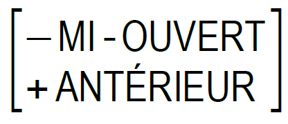 Matrice : -MI-OUVERT +ANTERIEUR