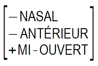 Matrice : -NASAL -ANTERIEUR +MI-OUVERT