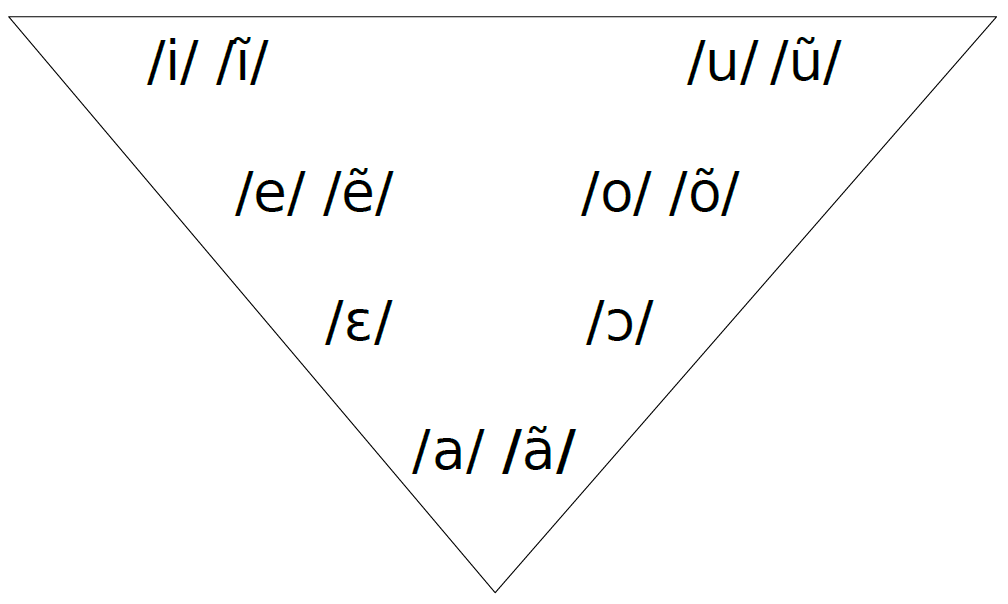 Représentation du système phonologique des voyelles du portugais