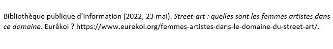 Bibliothèque publique d'information (2022, 23 mai). Street-art : quelles sont les femmes artistes dans ce domaine. Eurêkoi ? 