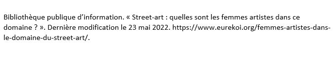 Bibliothèque publique d'information "Street-art: quelles sont les femmes artistes dans ce domaine?" Dernière modif 23/05/2022